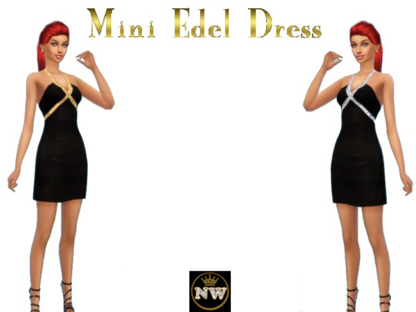 Sims 4 Mini Dress Gold & Silver at TSR