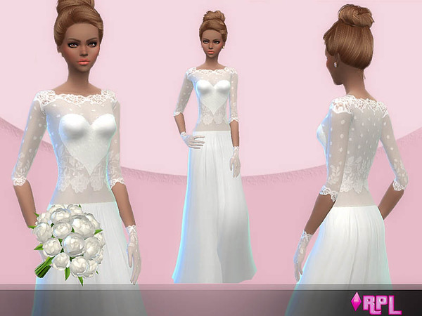 Sims 4 Heart Wedding Dress by RobertaPLobo at TSR