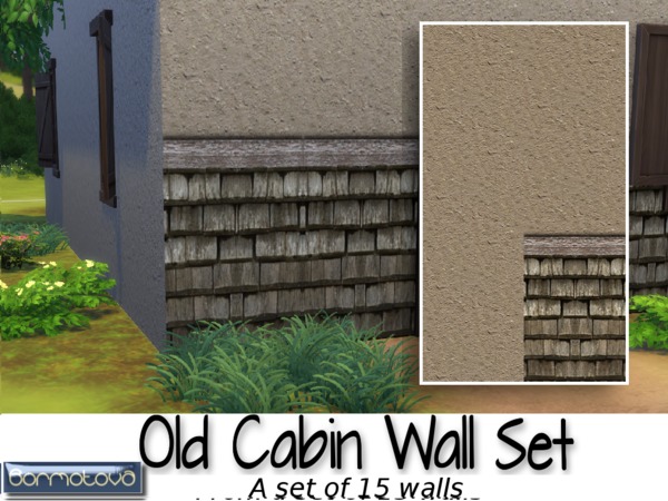 Sims 4 Old Cabin Wall Set by abormotova at TSR