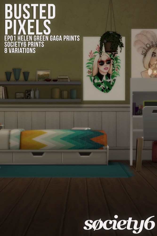 Sims 4 EP01 Helen Green Gaga Prints Society6 at Busted Pixels