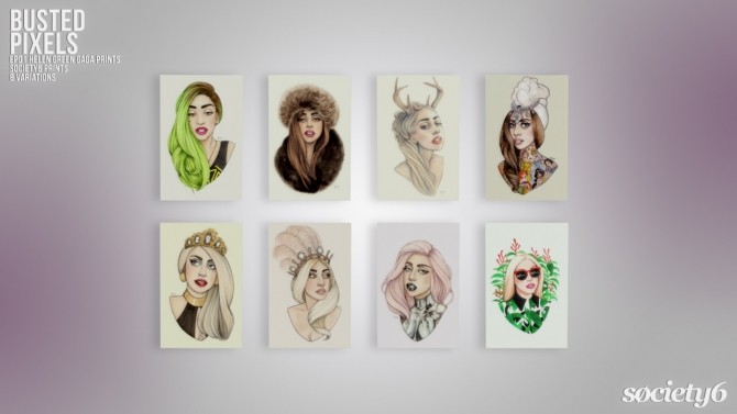 Sims 4 EP01 Helen Green Gaga Prints Society6 at Busted Pixels