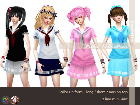 Sailor uniform for females at Studio K-Creation » Sims 4 Updates