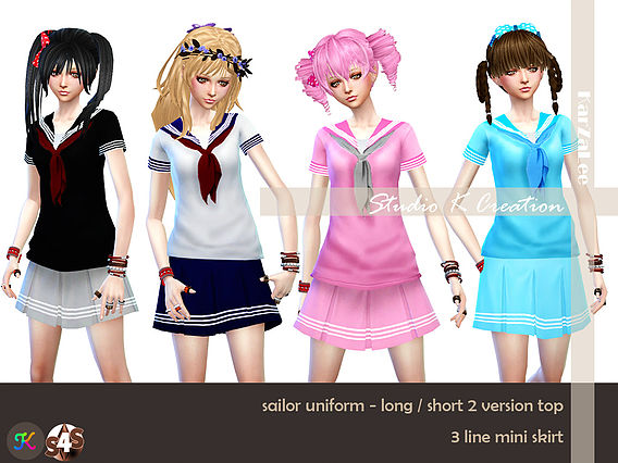 Sims 4 Sailor uniform for females at Studio K Creation