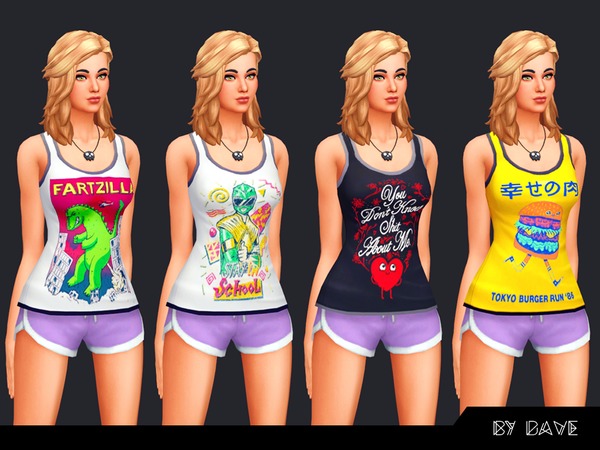 Pop tanks for girls by doumeki at TSR » Sims 4 Updates