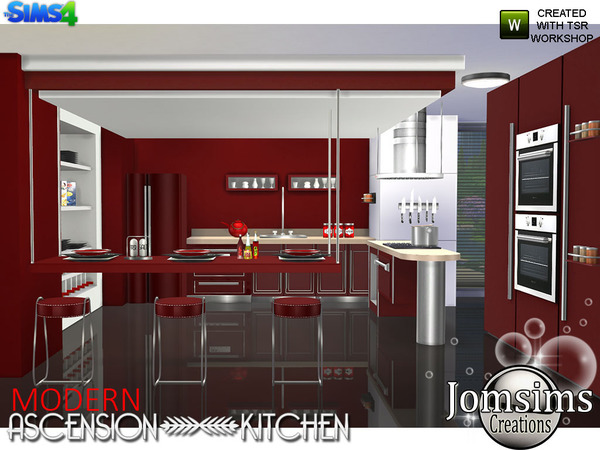 Sims 4 Modern Ascension Kitchen by jomsims at TSR