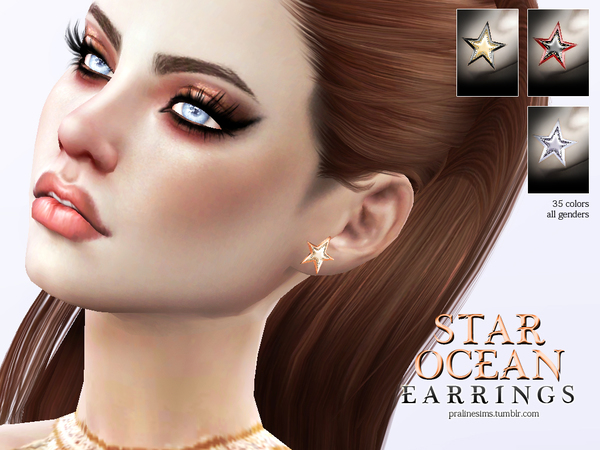 Sims 4 Star Ocean Earrings by Pralinesims at TSR