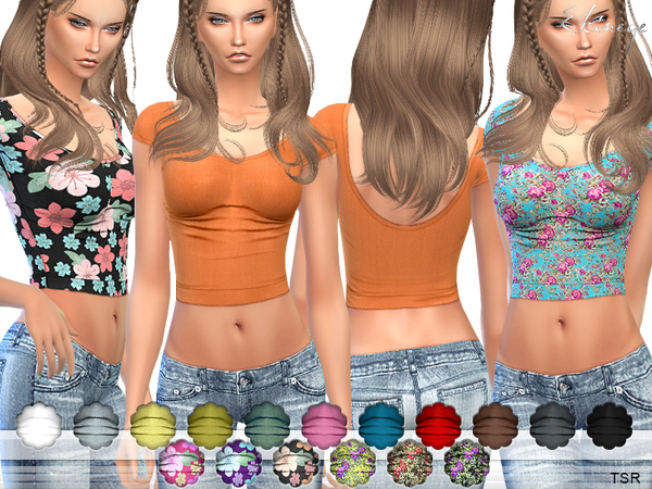 Sims 4 Scoop Back Crop Top by ekinege at TSR
