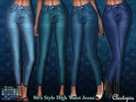 80's wash high waisted jeans by Cleotopia at TSR » Sims 4 Updates