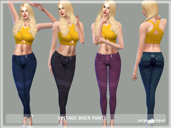 Sims 4 Vintage Biker Pants by Serpentrogue at TSR