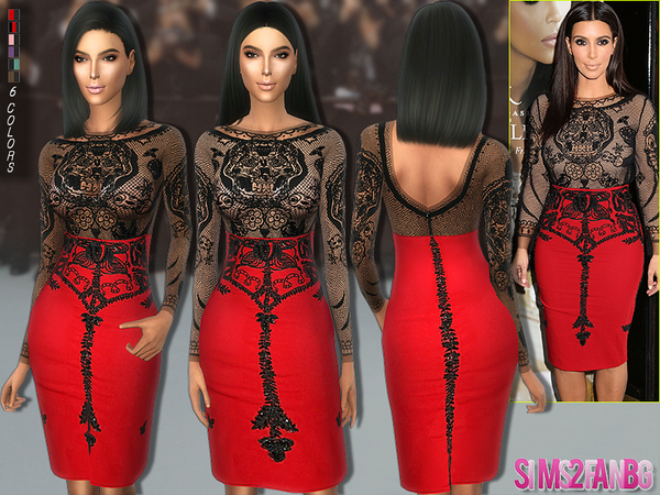 Sims 4 Kim Kardashian Party dress by sims2fanbg at TSR