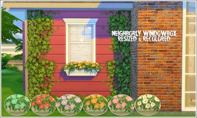 Sims 4 Neighborly windowbox resized & recolored at Lina Cherie