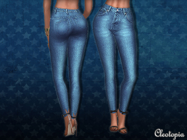 Sims 4 80s wash high waisted jeans by Cleotopia at TSR