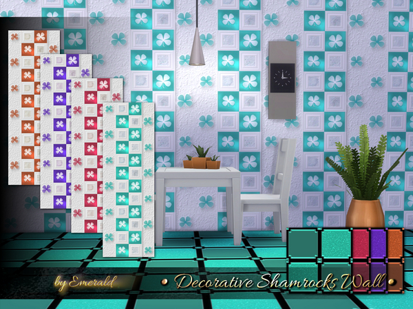 Sims 4 Decorative Shamrocks Wall by emerald at TSR