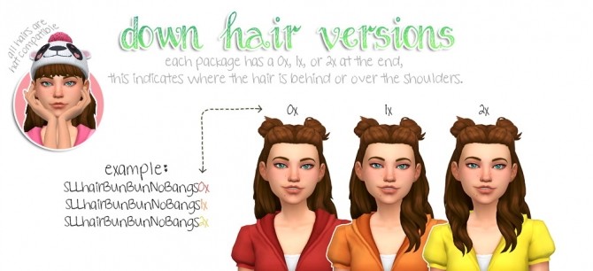 Sims 4 BunBun Hair Half Up Half Down Series (Part 02) at SimLaughLove