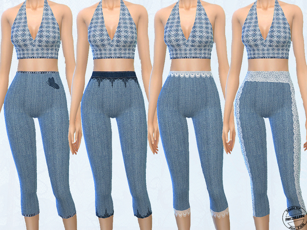 Sims 4 Denim and Lace Pyjamas by Fritzie.Lein at TSR