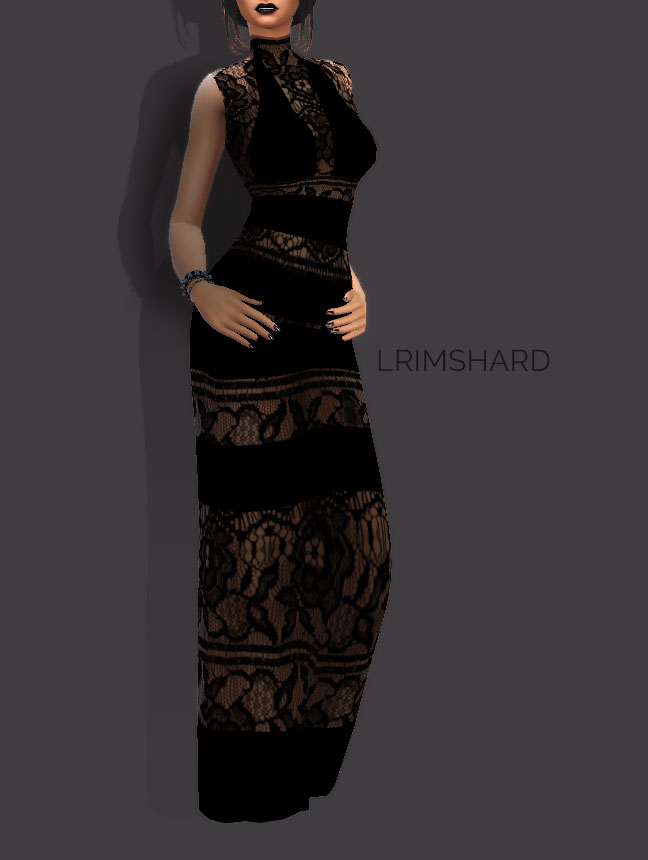 Sims 4 Black Passion Lace Dress Recolor at Rimshard Shop