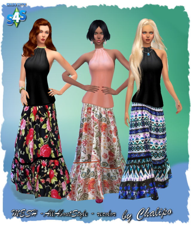 Sims 4 AAS Long Dress recolor by Chalipo at All 4 Sims