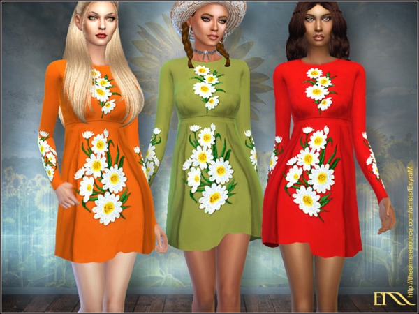 Sims 4 Sunflower dress by EsyraM at TSR
