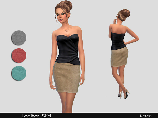 Sims 4 Leather Skirt by Neferu at TSR