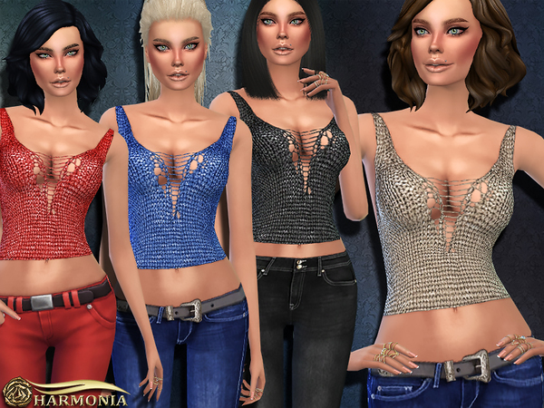Sims 4 Torn Ripped Sweater Tank Top by Harmonia at TSR