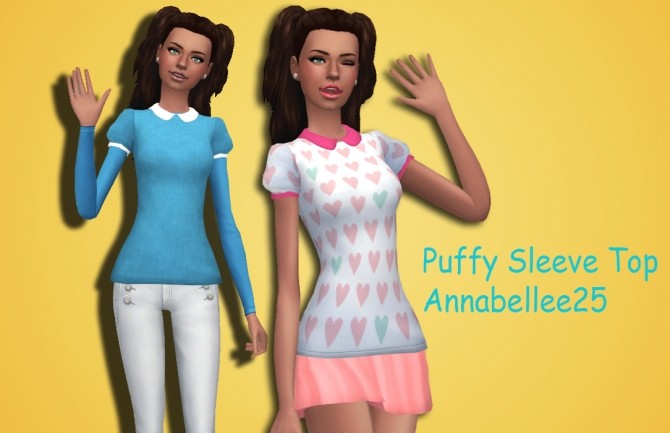 Sims 4 Puffy Sleeve Tops by Annabellee25 at SimsWorkshop