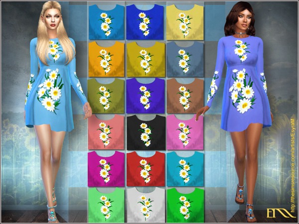 Sims 4 Sunflower dress by EsyraM at TSR