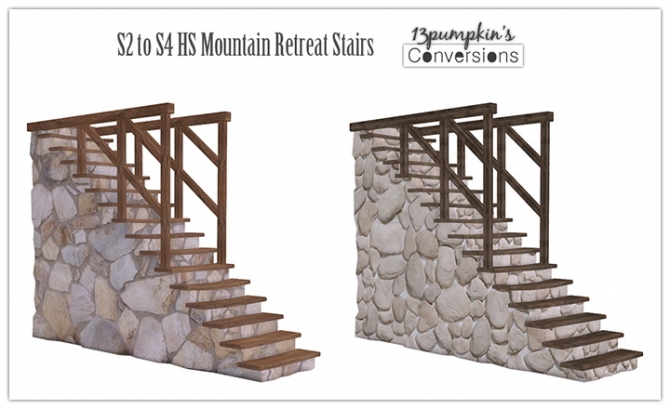 S2 to S4 HS Mountain Retreat Stairs (deco) at 13pumpkin31 » Sims 4 Updates