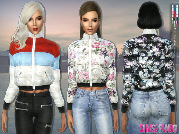 Sims 4 Colorful Padded Jacket by sims2fanbg at TSR