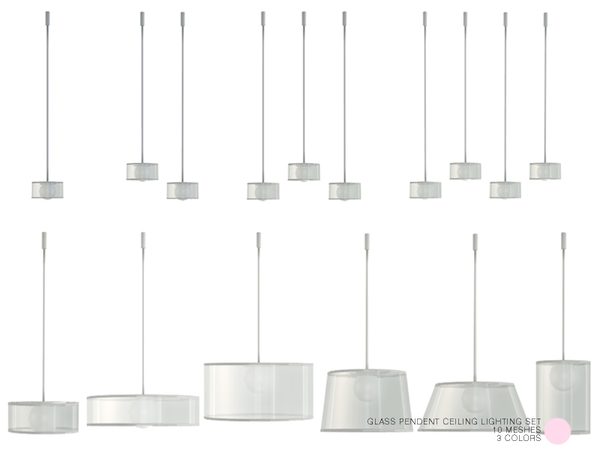 Sims 4 Glass Pendent Ceiling Lighting Set by DOT at TSR