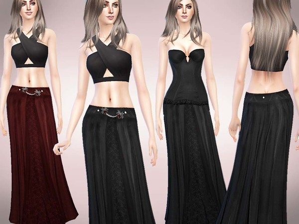 Sims 4 Echoehver Black Widow Long Skirt by Echoehver at TSR