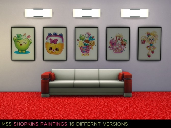 Sims 4 Shopkins Paintings by midnightskysims at SimsWorkshop