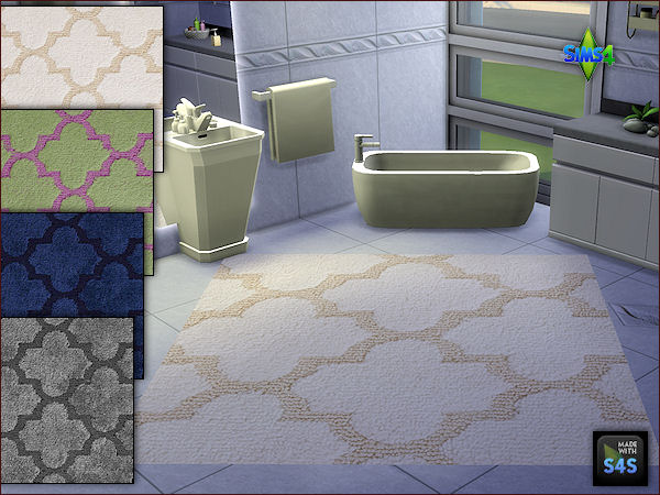 Sims 4 2 sets of bath rugs in 4 colors by Mabra at Arte Della Vita
