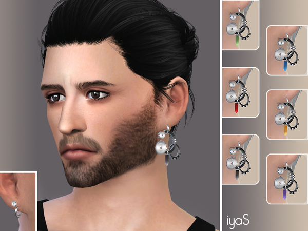 Sims 4 Asymmetrical Steampunk earrings by soloriya at TSR