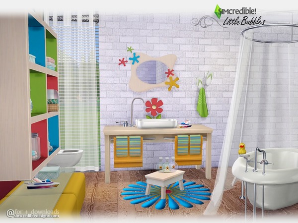 Sims 4 Little Bubbles bathroom set by SIMcredible! at TSR