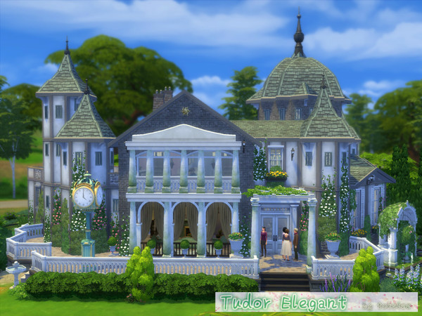 Sims 4 Tudor elegant house by leetoku at TSR