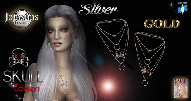 Sims 4 Skull elcusion necklace at Jomsims Creations