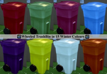 Wheeled Trash Bin 15 Winter Colours by wendy35pearly at Mod The Sims