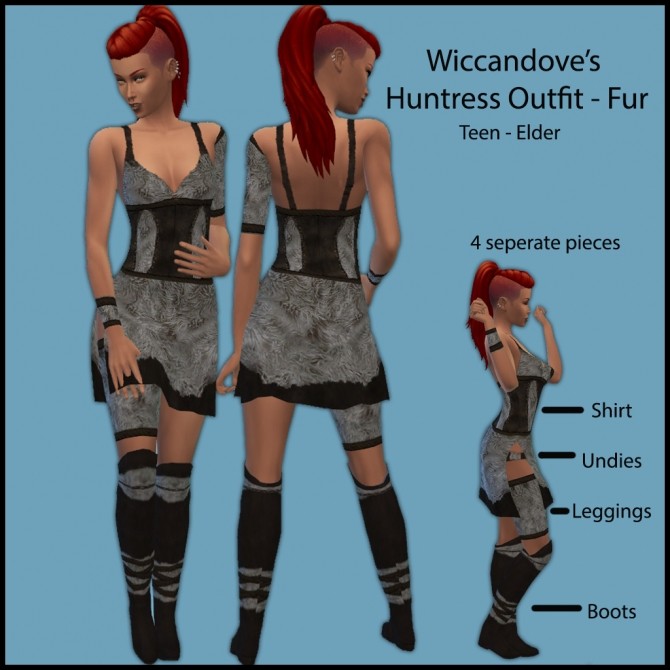 Sims 4 Huntress Outfit by Wiccandove at SimsWorkshop