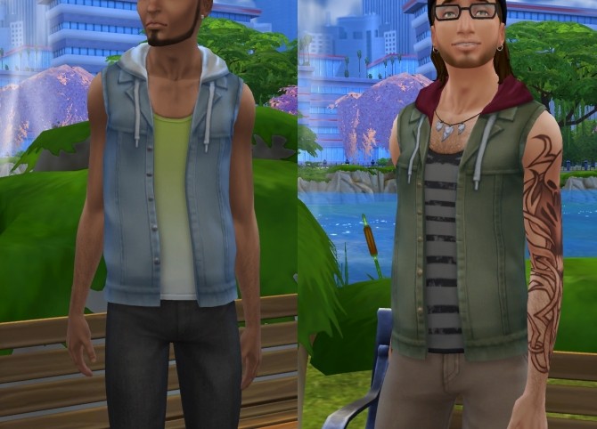 Sims 4 Hooded Denim Vest With Tank Top by VentusMatt at Mod The Sims