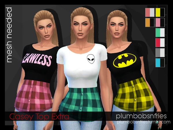 Sims 4 PnF Casey Top Extra by Plumbobs n Fries at TSR