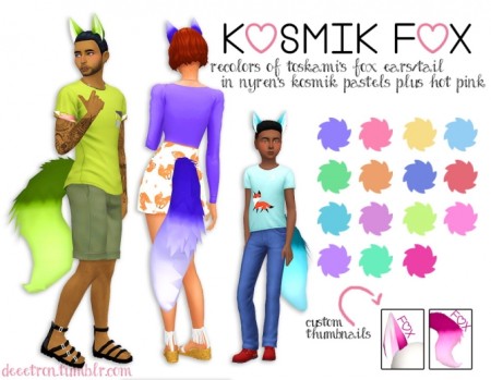 Toskami’s Fox Ears/Tail in nyren’s kosmik pastels by dtron at SimsWorkshop