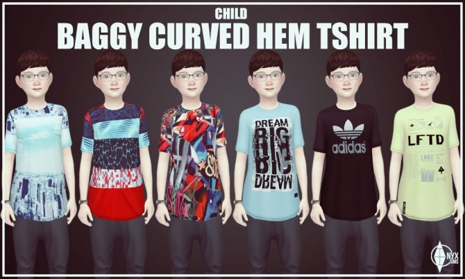 Sims 4 Curved Hem Baggy T Shirt at Onyx Sims