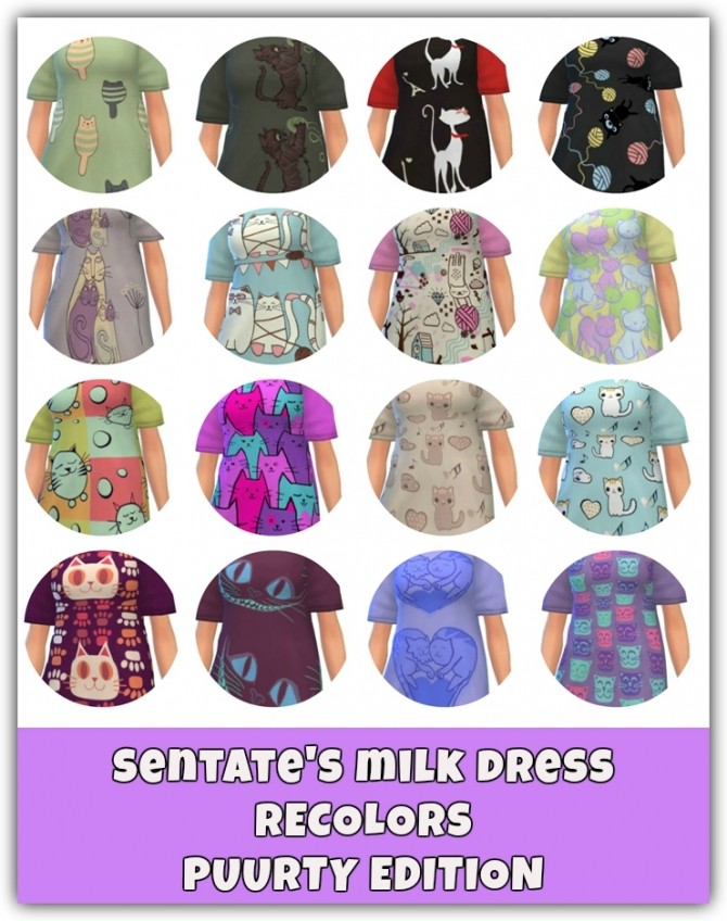 Sims 4 Sentate ‘s Milk dress recolors Puurty Edition by maimouth at SimsWorkshop
