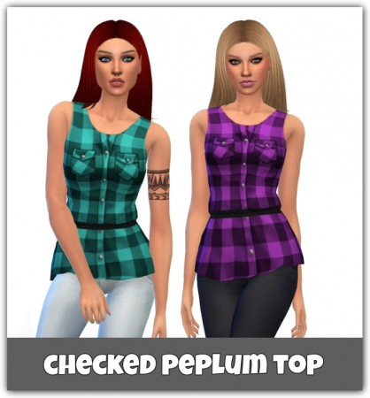 Checked Peplum Top by maimouth at SimsWorkshop