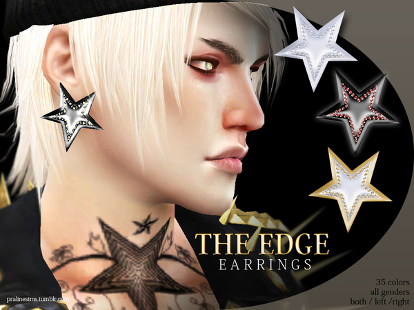 Sims 4 The Edge Earrings by Pralinesims at TSR