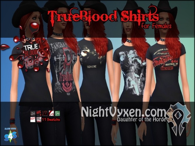 Sims 4 True Blood Shirts by Nightvyxen at SimsWorkshop
