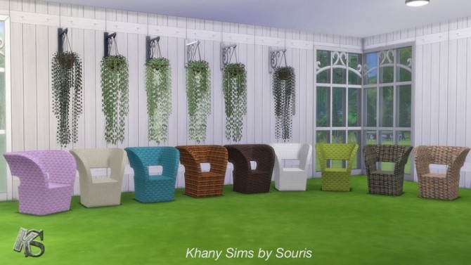 Sims 4 Set VERANDA with plants and armchair at Khany Sims