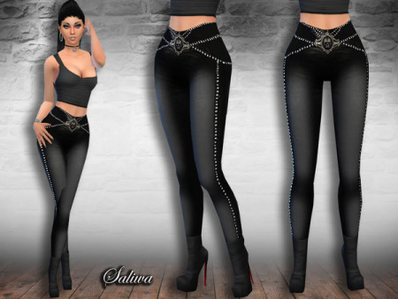 Rock Queen Leather Pants by Saliwa at TSR » Sims 4 Updates