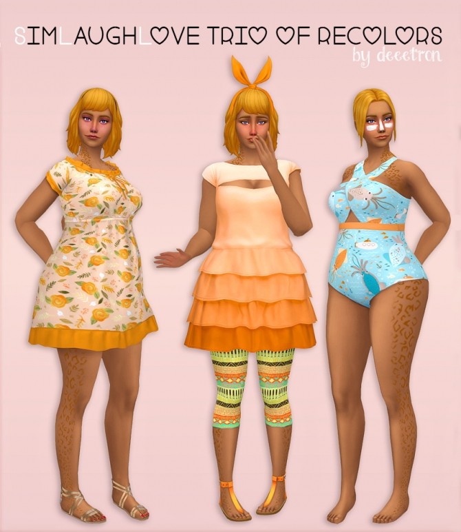 Sims 4 SimLaughLove Trio of Recolors by dtron at SimsWorkshop