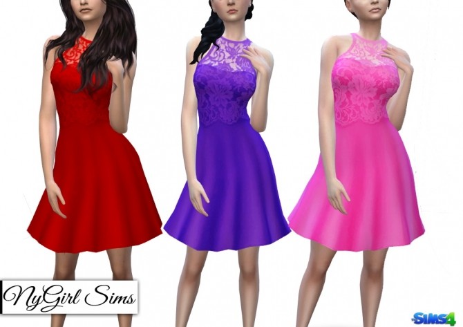 Sims 4 Lace Overlay Flare Dress at NyGirl Sims